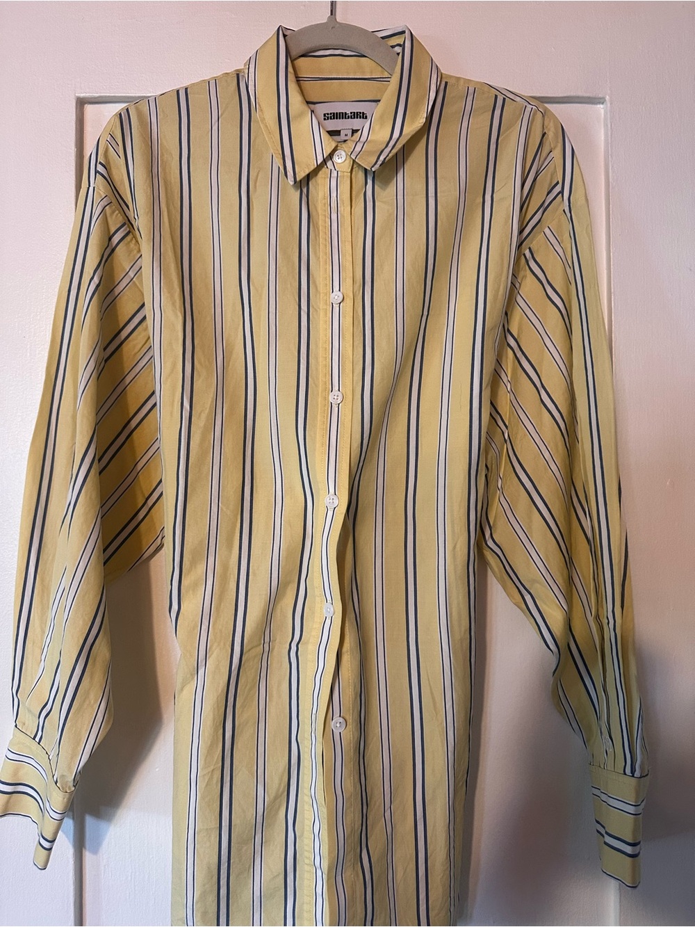 SAINTART Yellow Striped Button-Up Shirt